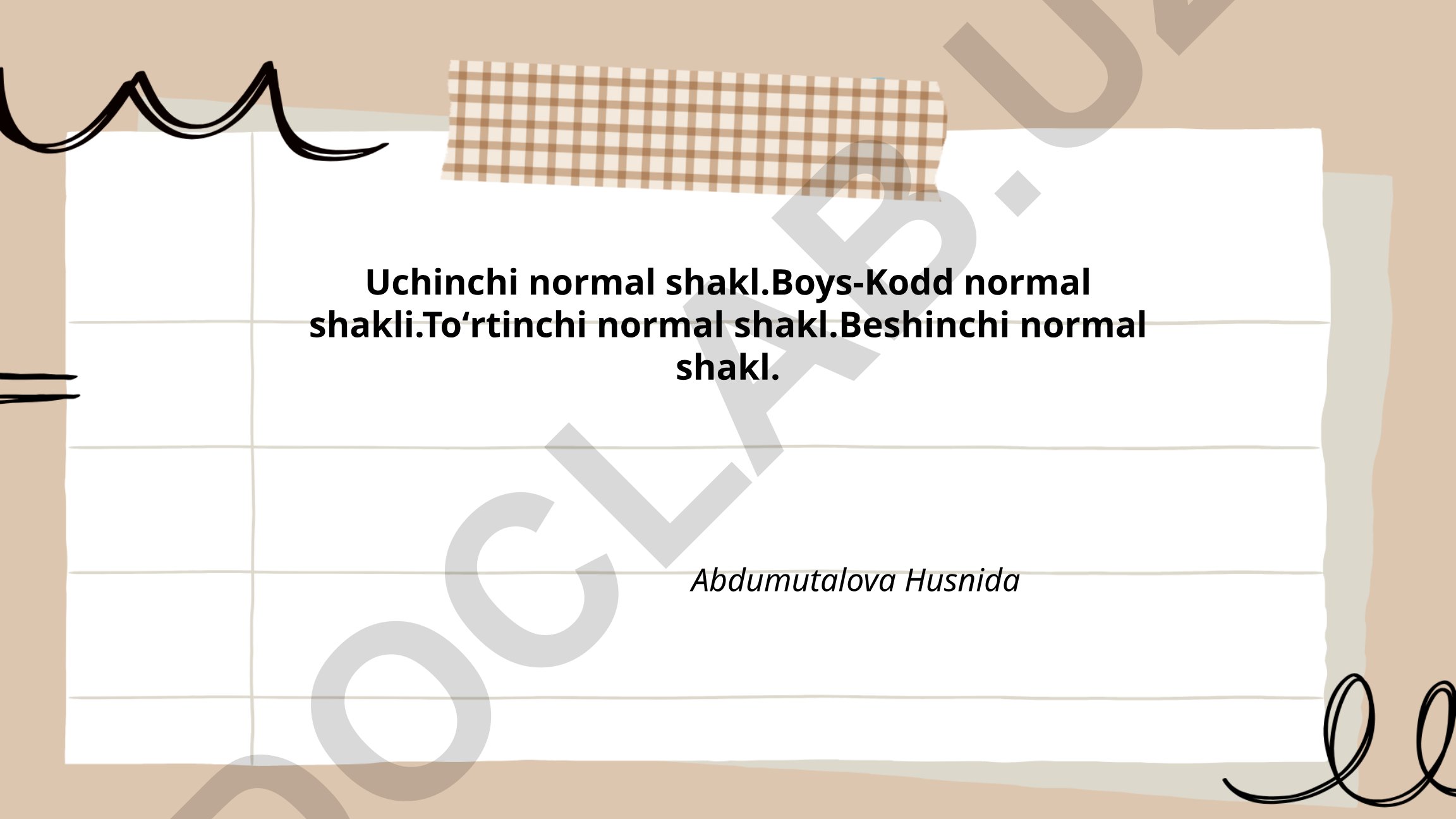Ma'lumotlar bazasi me'yorlash nazariyasi va normal shakllar