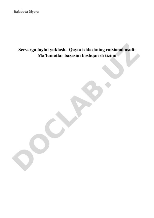 SQL Server va ma'lumotlar bazasini boshqarish tizimlari