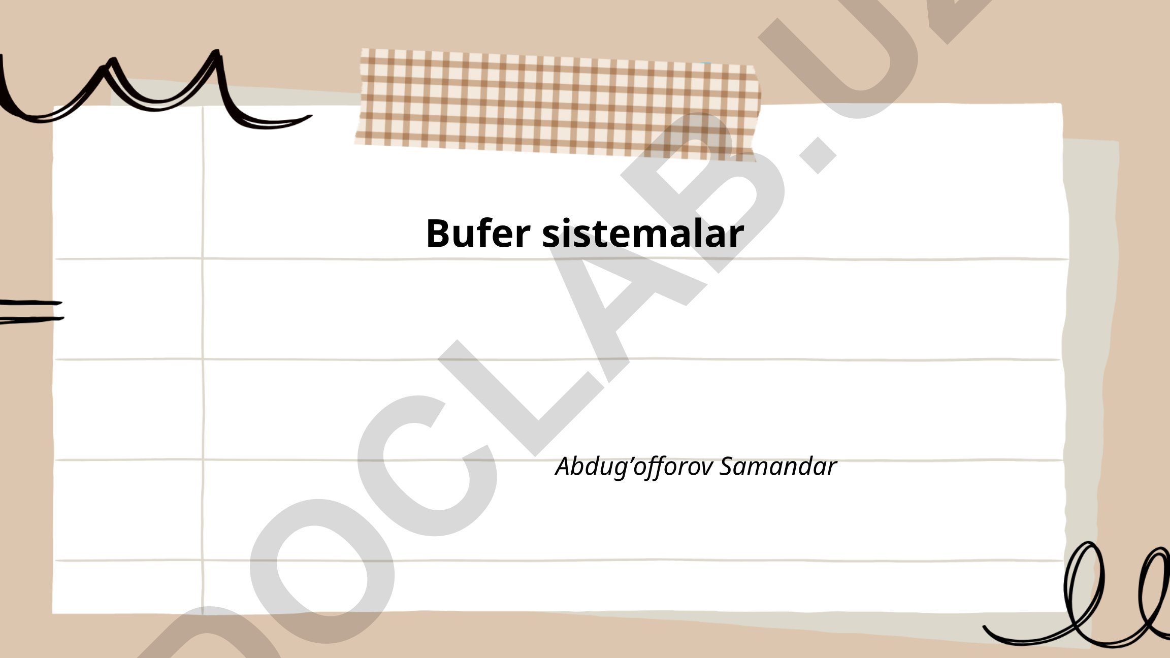 Kimyoviy bufer sistemalari va ularning biologik ahamiyati