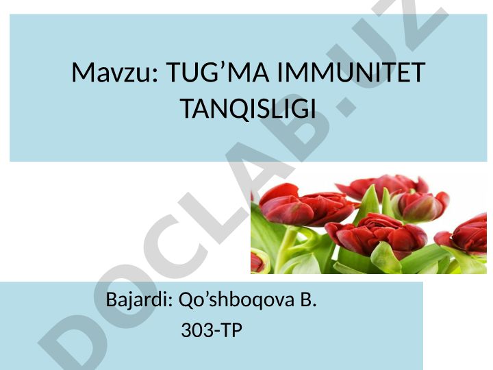 TUG’MA IMMUNITET TANQISLIGI
