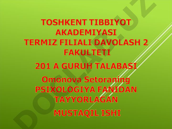 Psixologiya fanidan mustaqil ish