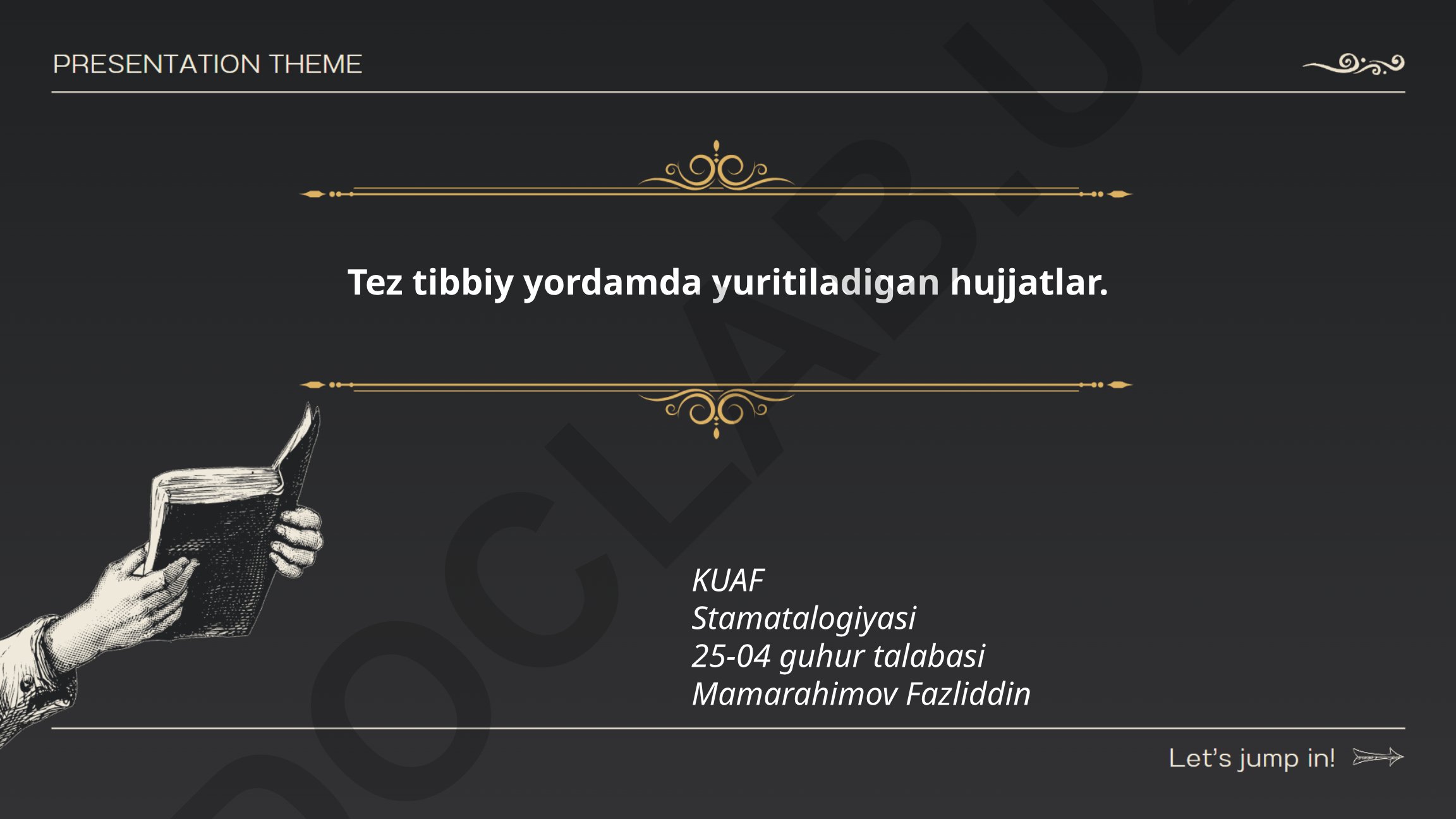 Tez tibbiy yordamda yuritiladigan hujjatlar va ularning turlari