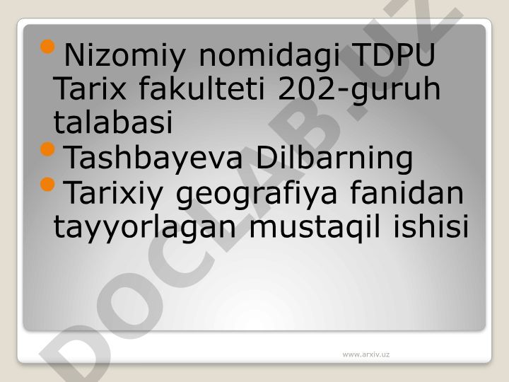 Tarixiy Kartografiyaning shaklanishi va taraqqiyoti