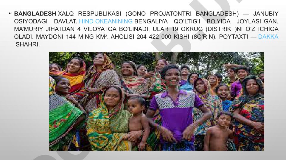 Bangladesh Xalq Respublikasi: geografiya, ma'muriy tuzilma va demografik xususiyatlar