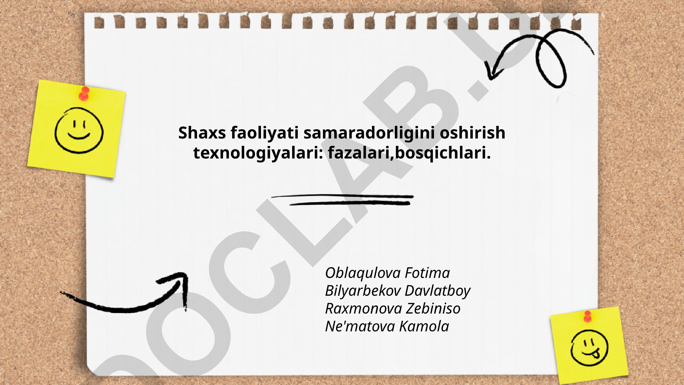 Shaxs faoliyati samaradorligini oshirish texnologiyalari: fazalari va bosqichlari