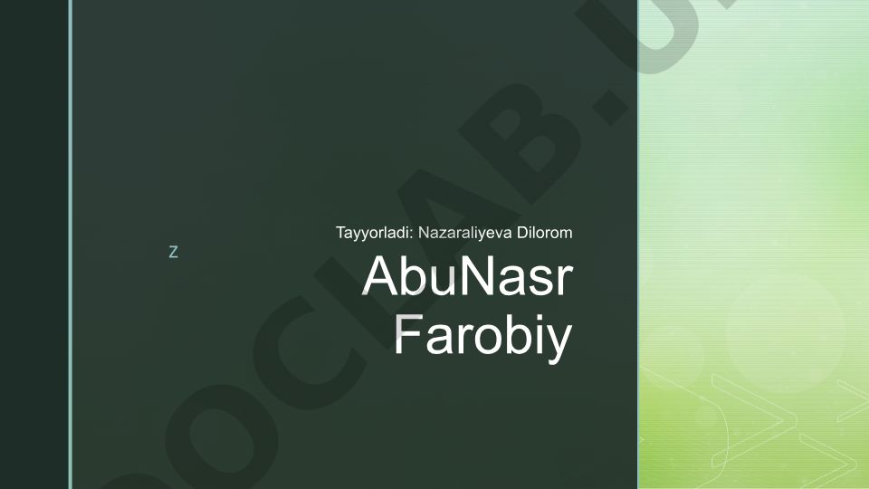 Abu Nasr Farobiy hayoti va ijodi