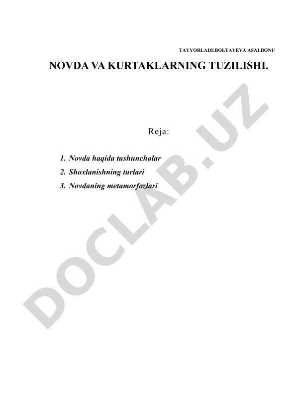 Novda va kurtaklarning tuzilishi