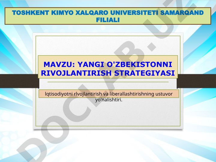 Yangi O'zbekistonni rivojlantirish strategiyasi