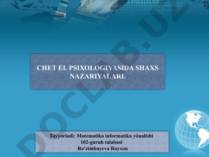 Chet el psixologiyasida shaxs nazariyalari