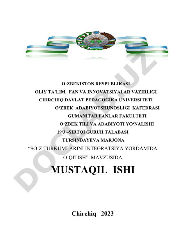 So'z turkumlarini integratsiya yordamida o'qitish