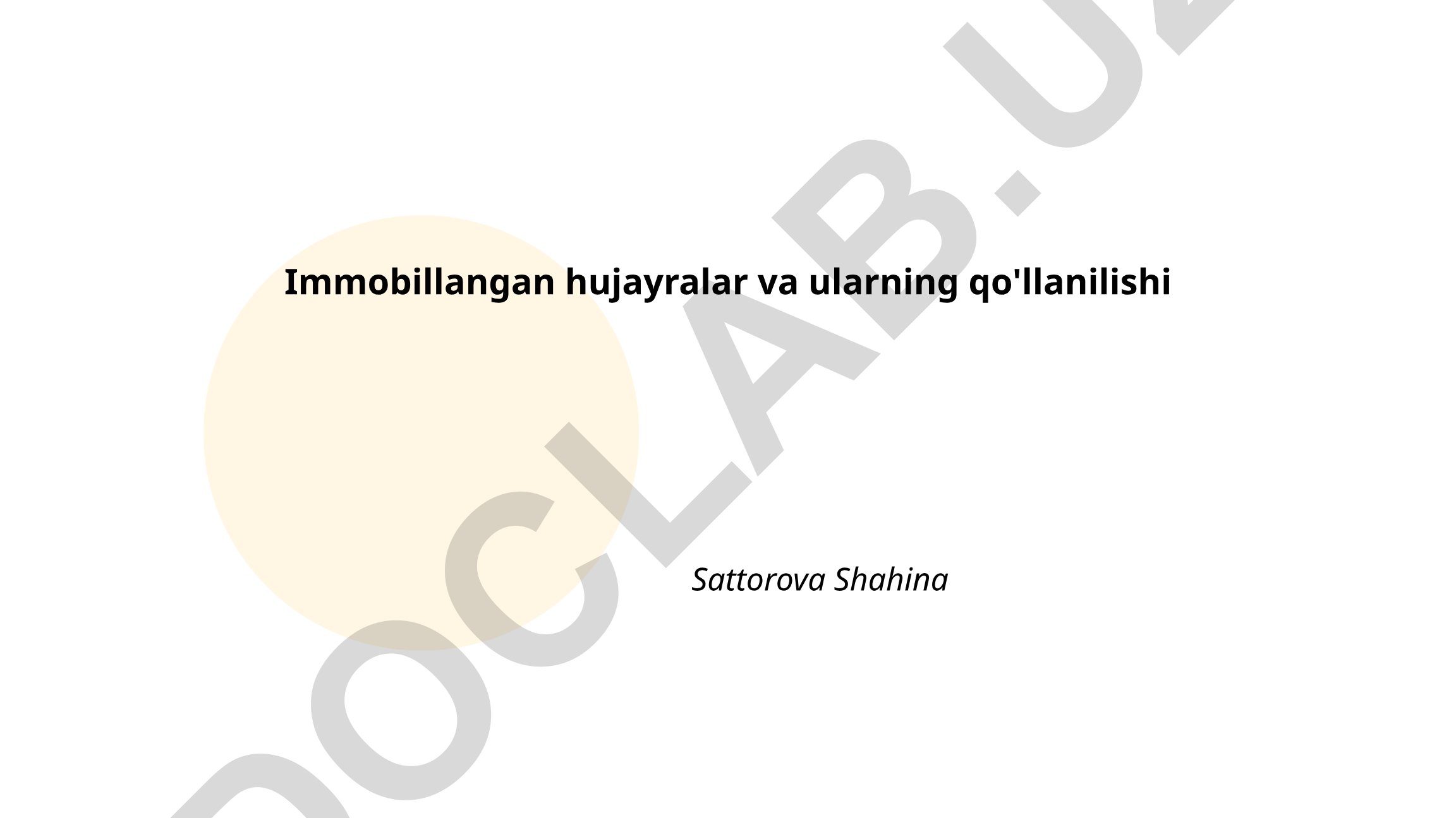 Immobillangan hujayralar va ularning qo'llanilishi