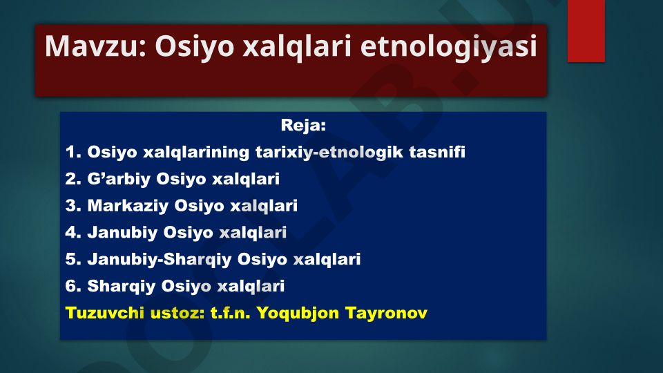 Osiyo xalqlari etnologiyasi