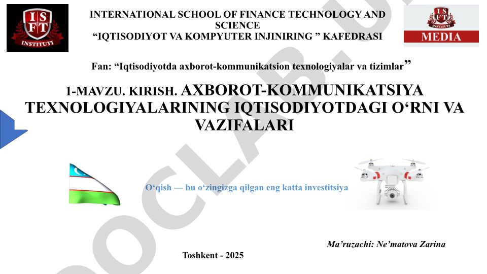 Iqtisodiyotda axborot-kommunikatsion texnologiyalar va tizimlar
