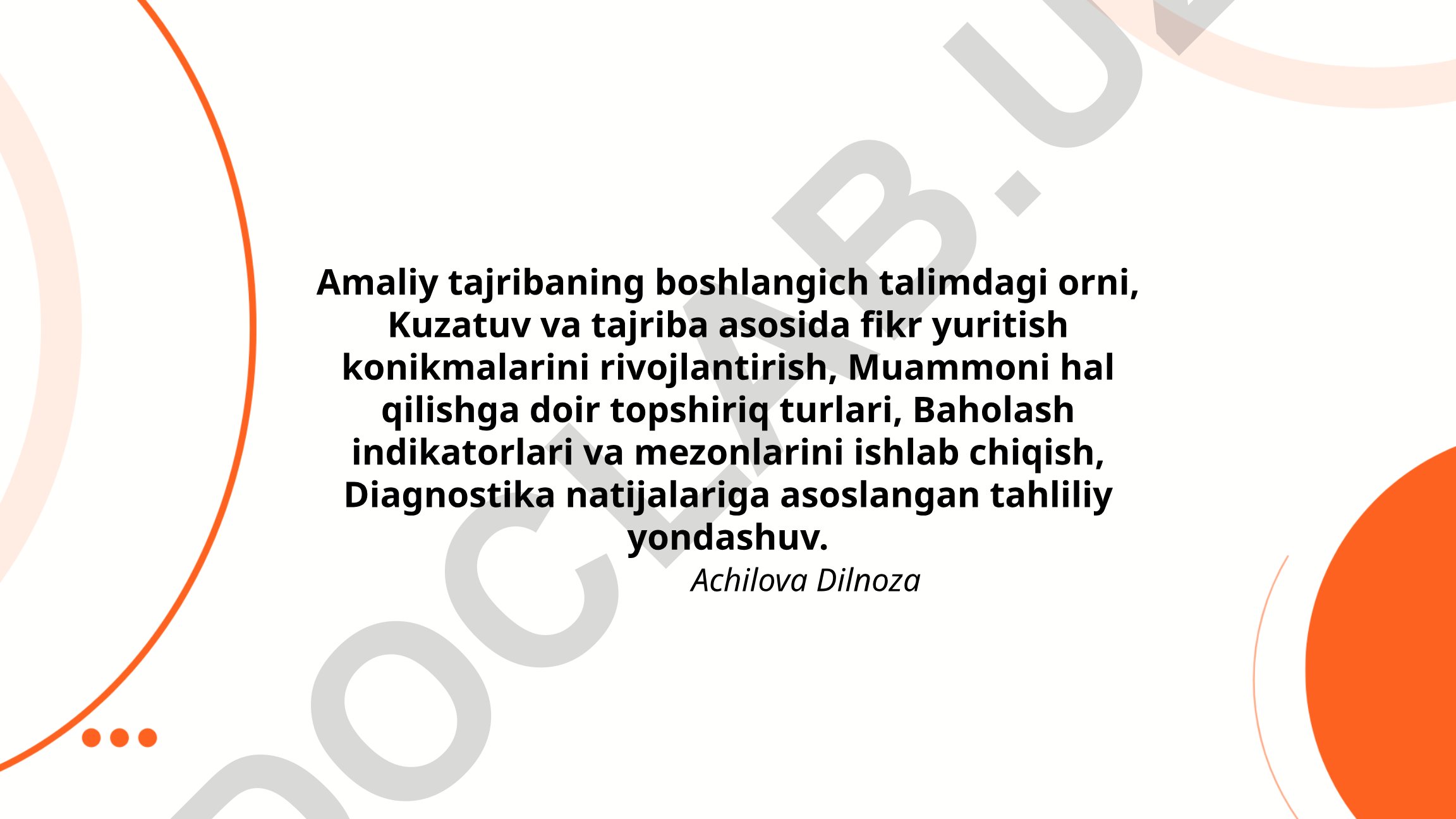 Boshlang‘ich ta’limda amaliy tajribaning metodologik asoslari