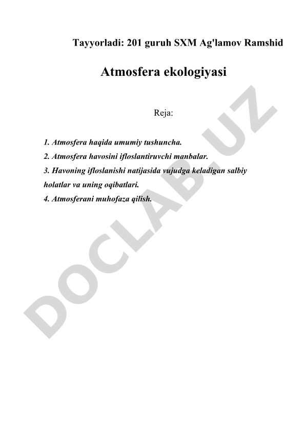 Atmosfera ekologiyasi