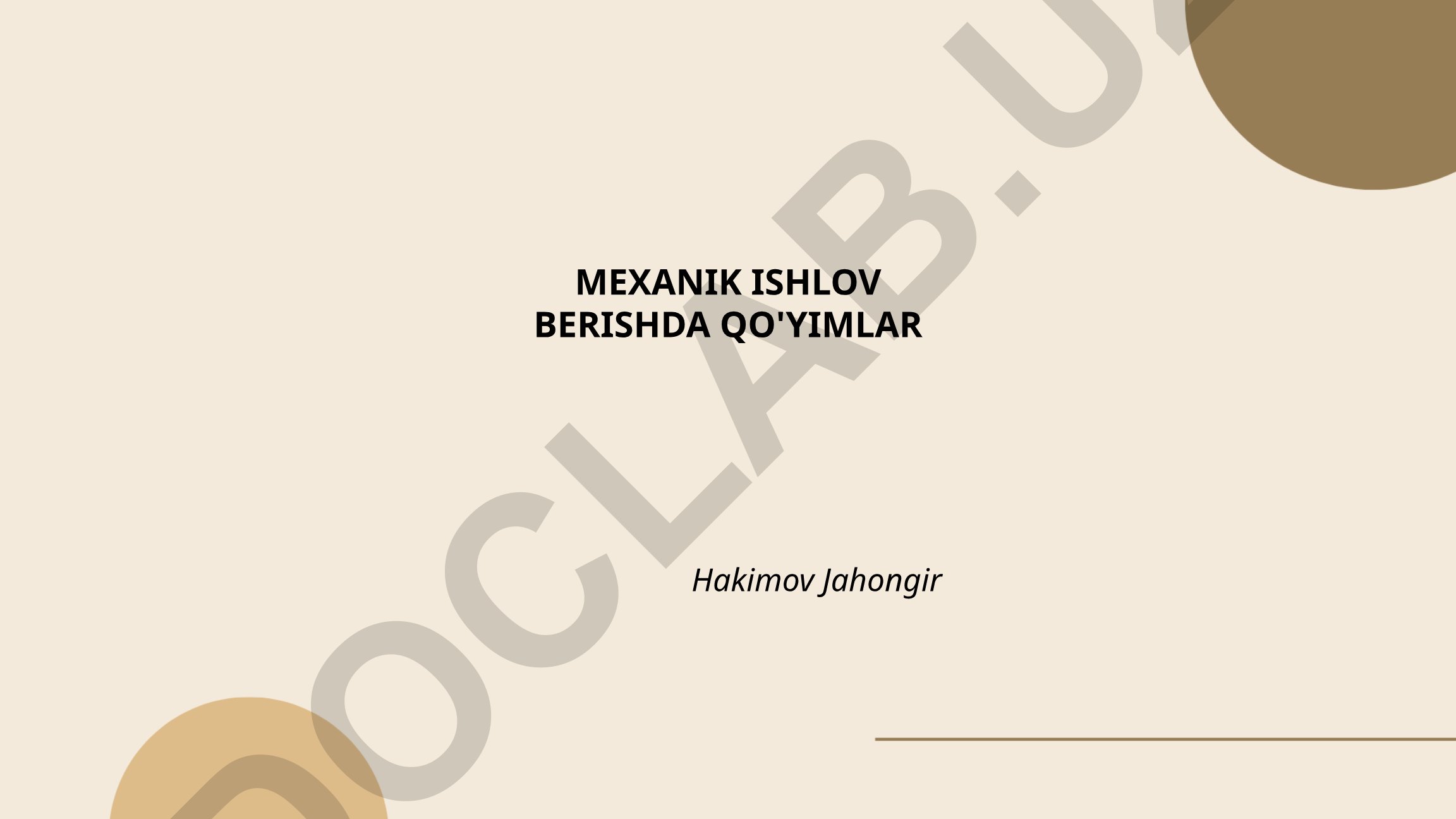 Mexanik ishlov berishda qo'yimlar va kesish asboblari