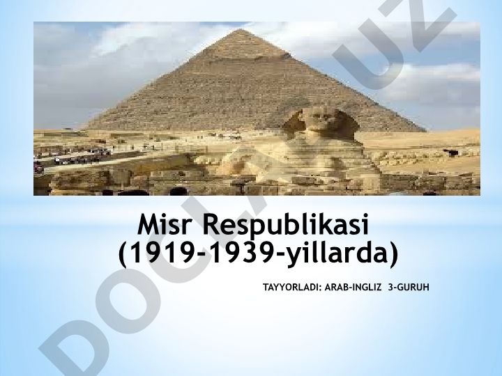 Misr Respublikasi (1919-1939-yillarda)