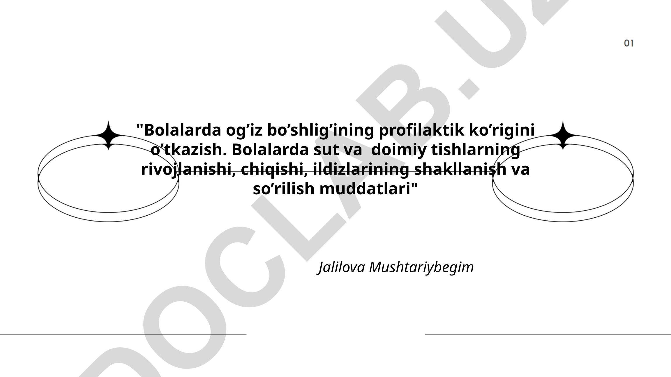 Bolalarda og’iz bo’shlig’ining profilaktik ko’rigi va tishlarning rivojlanishi