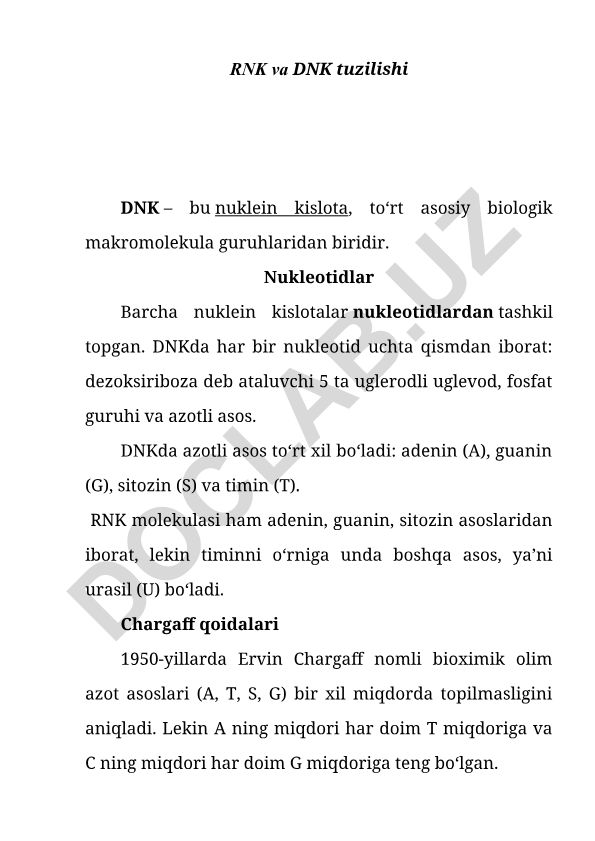 RNK va DNK tuzilishi