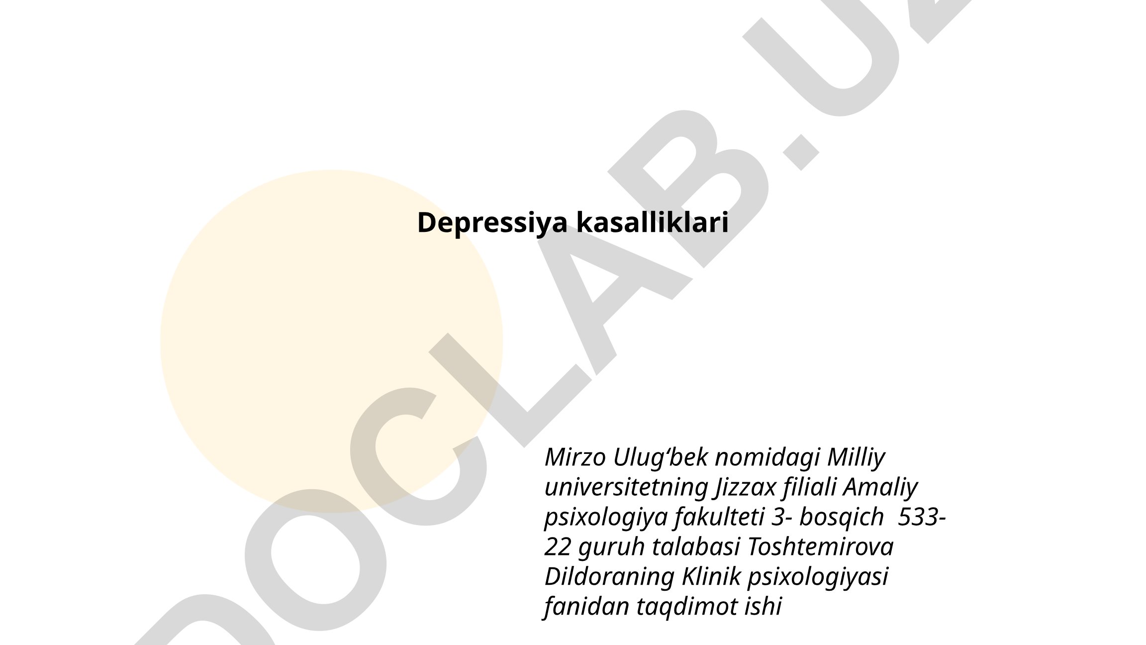 Depressiya kasalliklari