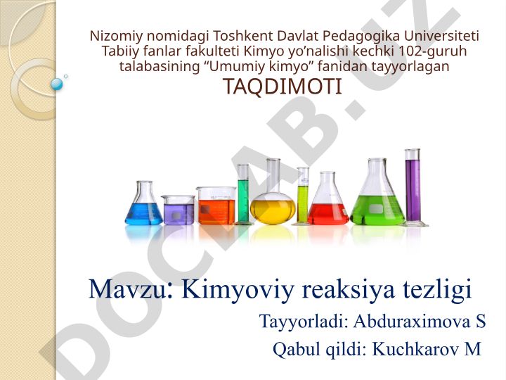 Kimyoviy reaksiya tezligi