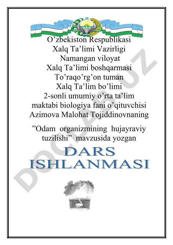 Odam organizmining hujayraviy tuzilishi