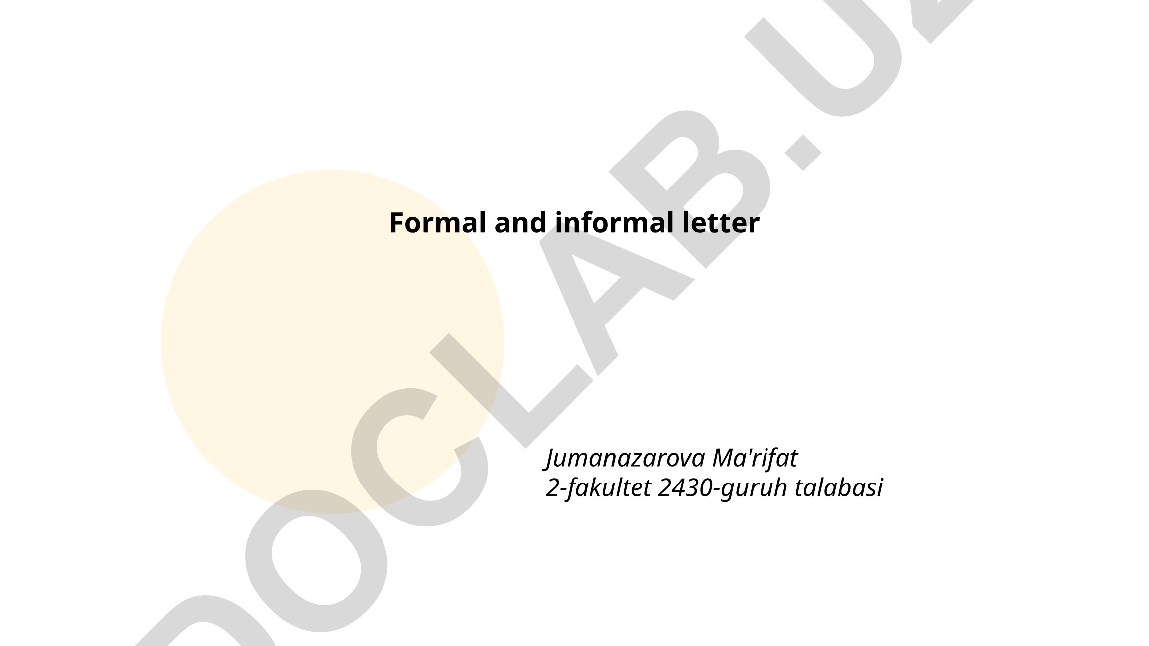 Formal and informal letter writing examples