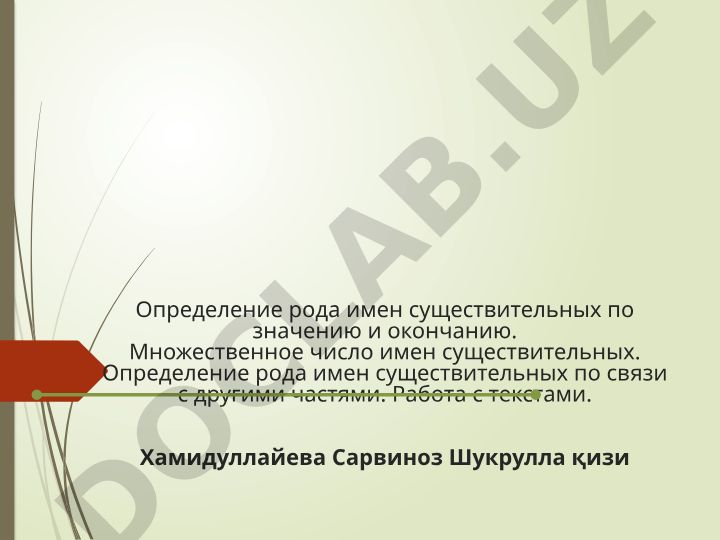 Определение рода имен существительных по значению и окончанию