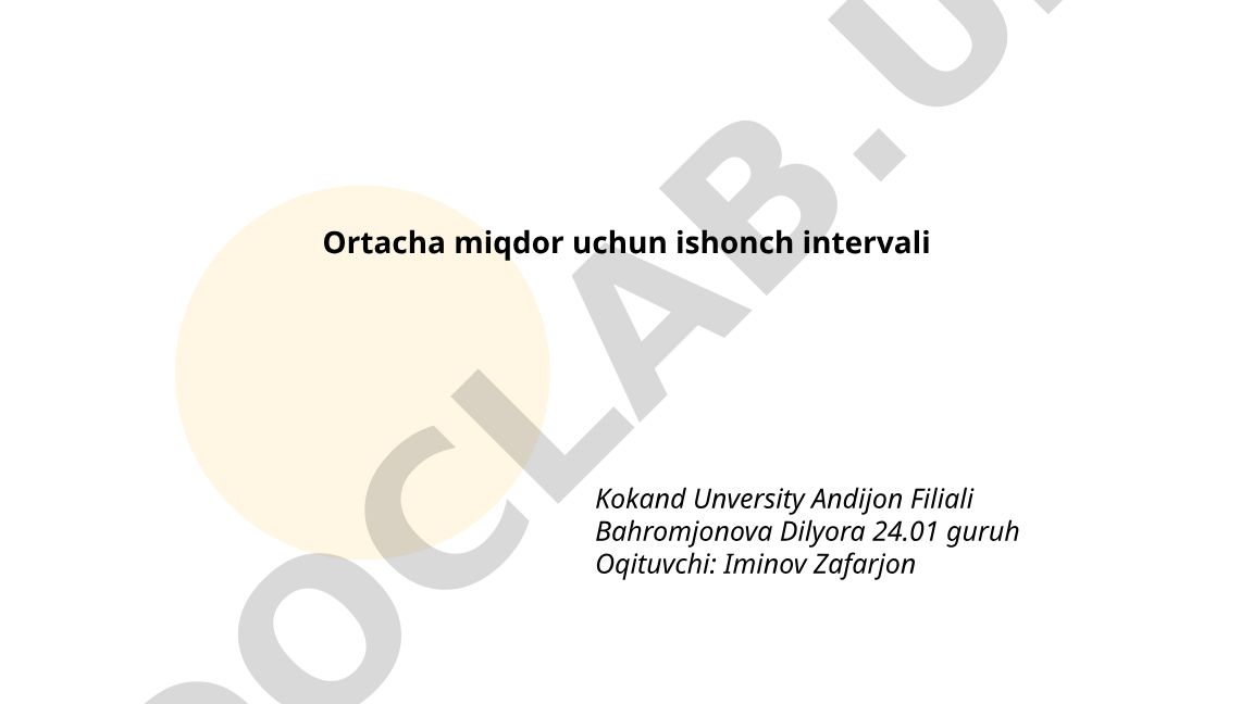 Ortacha miqdor uchun ishonch intervali