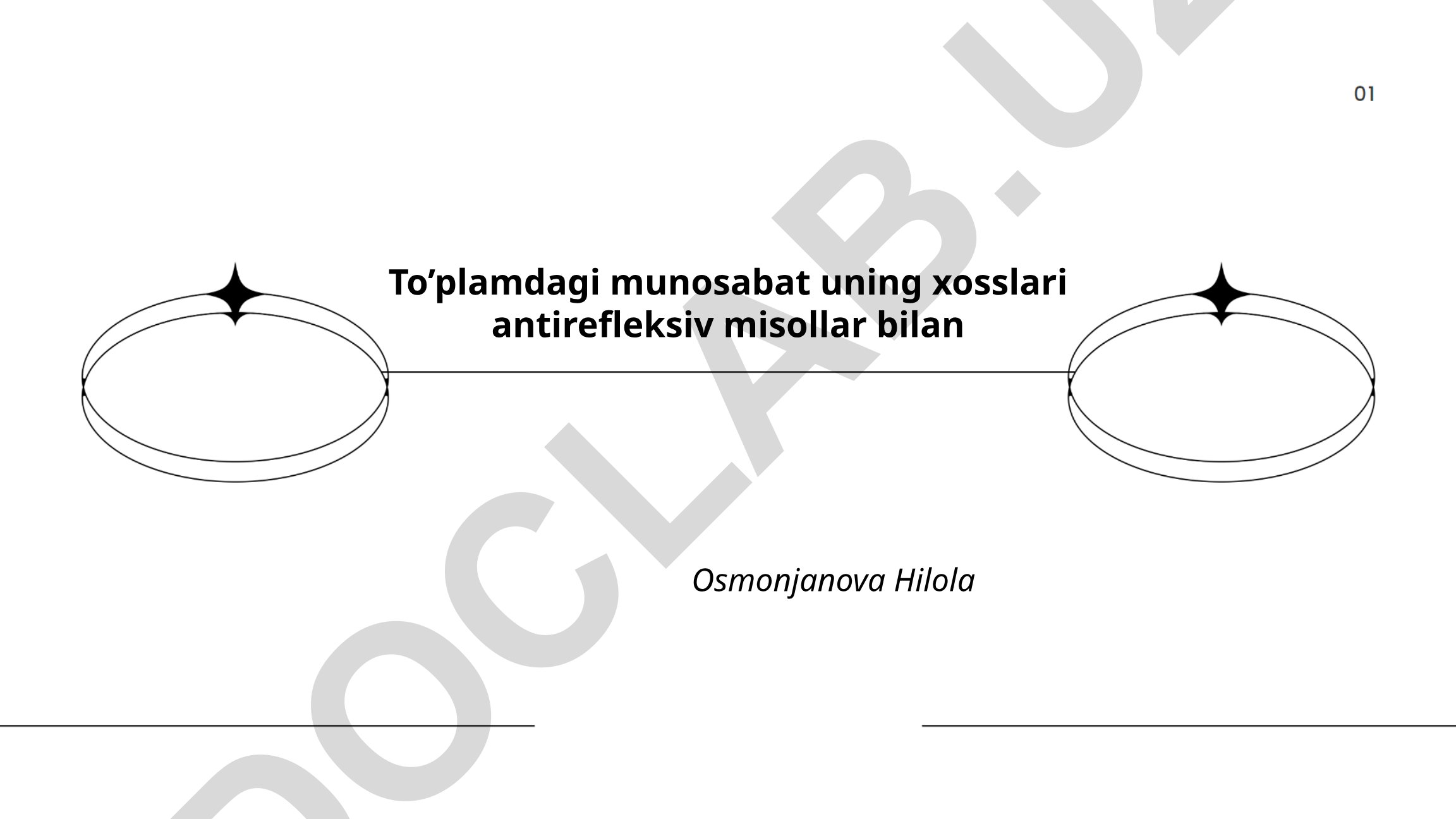 To'plamlar nazariyasi asoslari va munosabatlar turlari