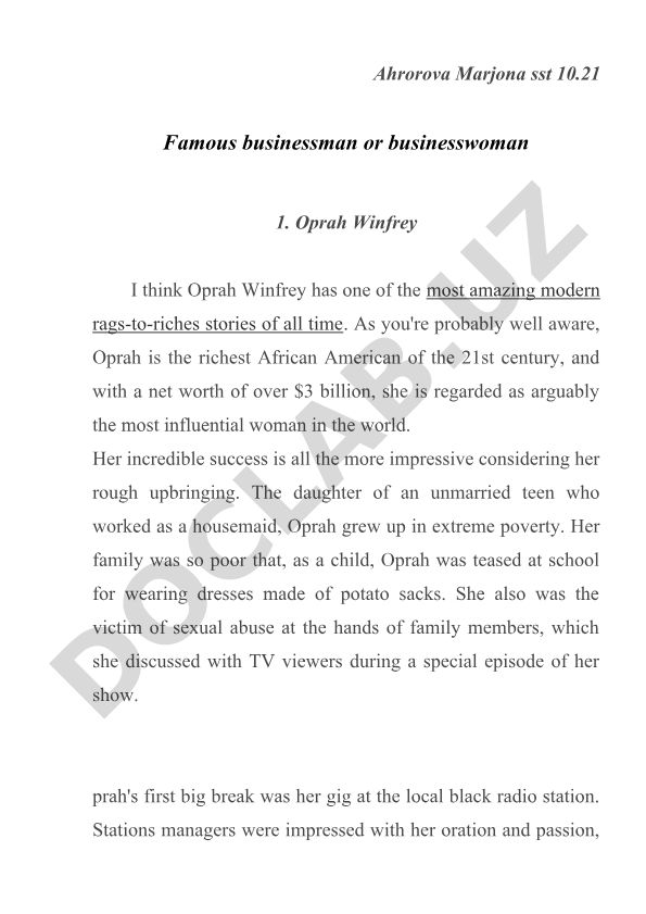 Oprah Winfrey hayoti va muvaffaqiyati