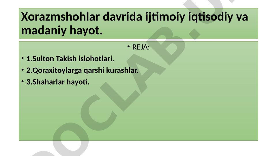 Xorazmshohlar davrida ijtimoiy iqtisodiy va madaniy hayot
