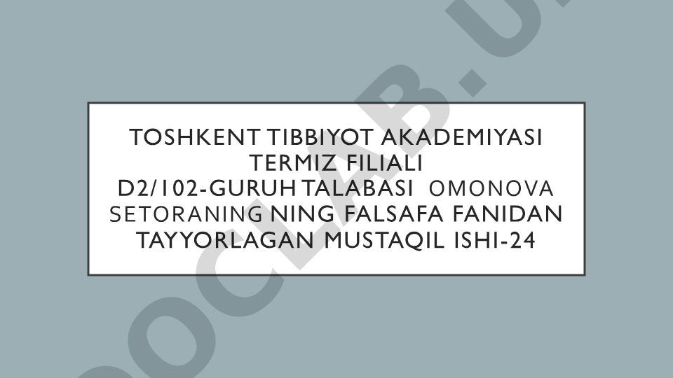 Falsafa fanidan mustaqil ish