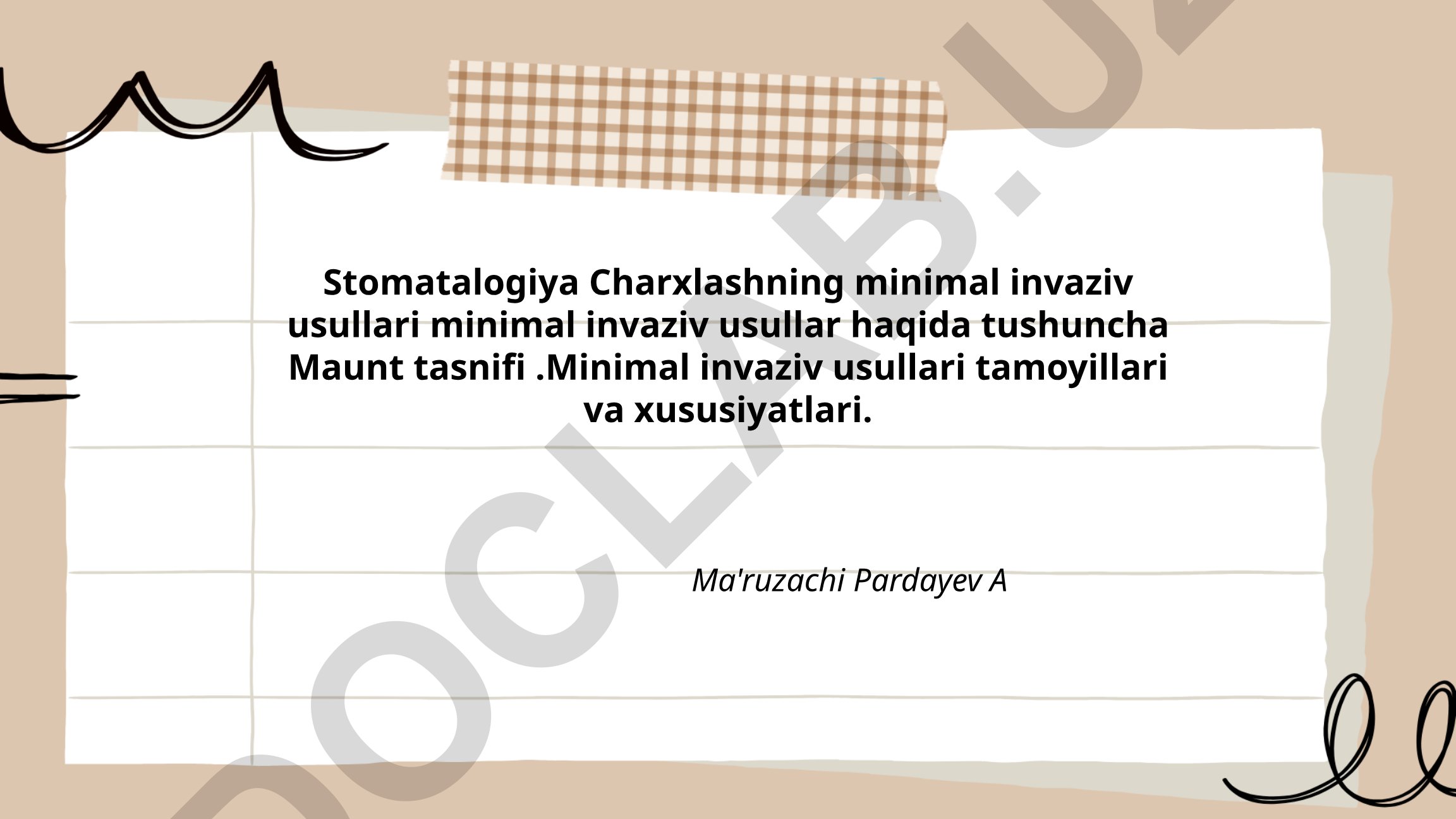 Stomatologiyada minimal invaziv usullar va Maunt tasnifi