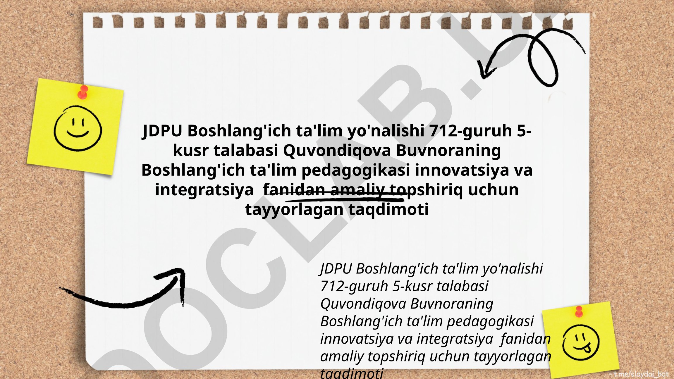 Boshlang'ich ta'lim pedagogikasi innovatsiya va integratsiya fanidan amaliy topshiriq