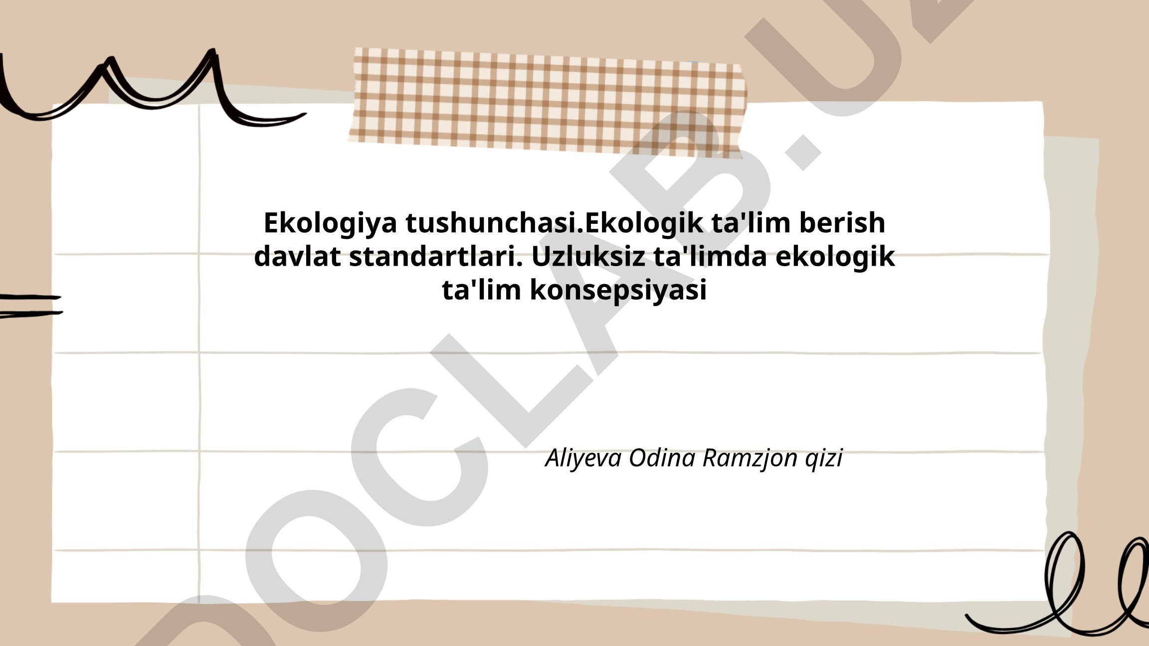 Ekologik ta'limning asosiy tushunchalari va uzluksiz ta'limdagi konsepsiyasi