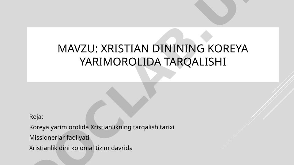 Xristian dinining Koreya yarimorolida tarqalishi