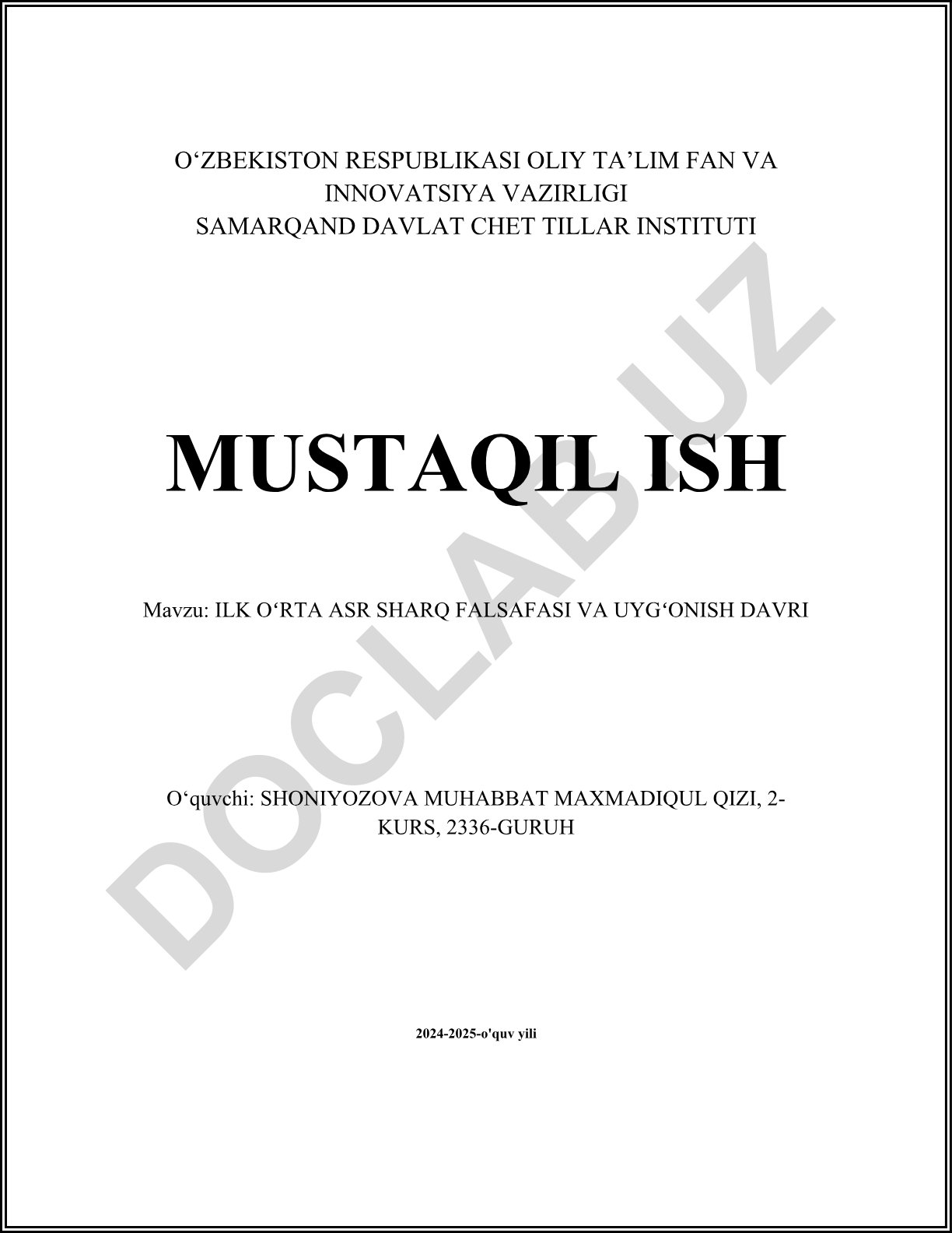 Ilk o'rta asr Sharq falsafasi va Uyg'onish davri