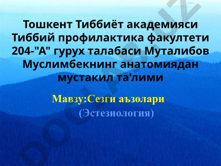 Сезги аъзолари (Эстезиология)