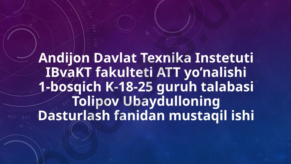 Konstruktorlar va destruktorlar ishlash tamoyili