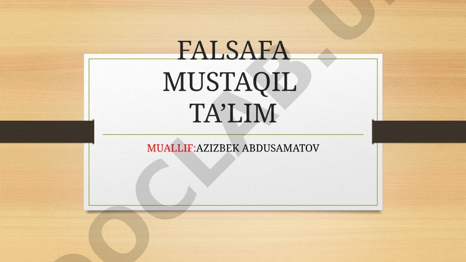 Falsafa jahon xalqlarining madaniyatining tarkibiy qismi