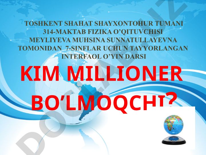 Fizika fanidan interfaol o'yin darsi