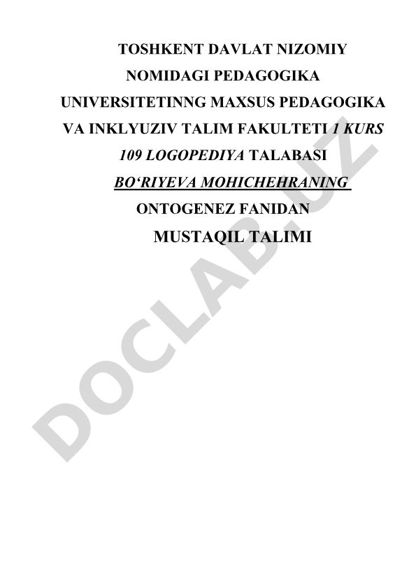 Bolalar lug'at boyligini shakllanishining asosiy bosqichlari