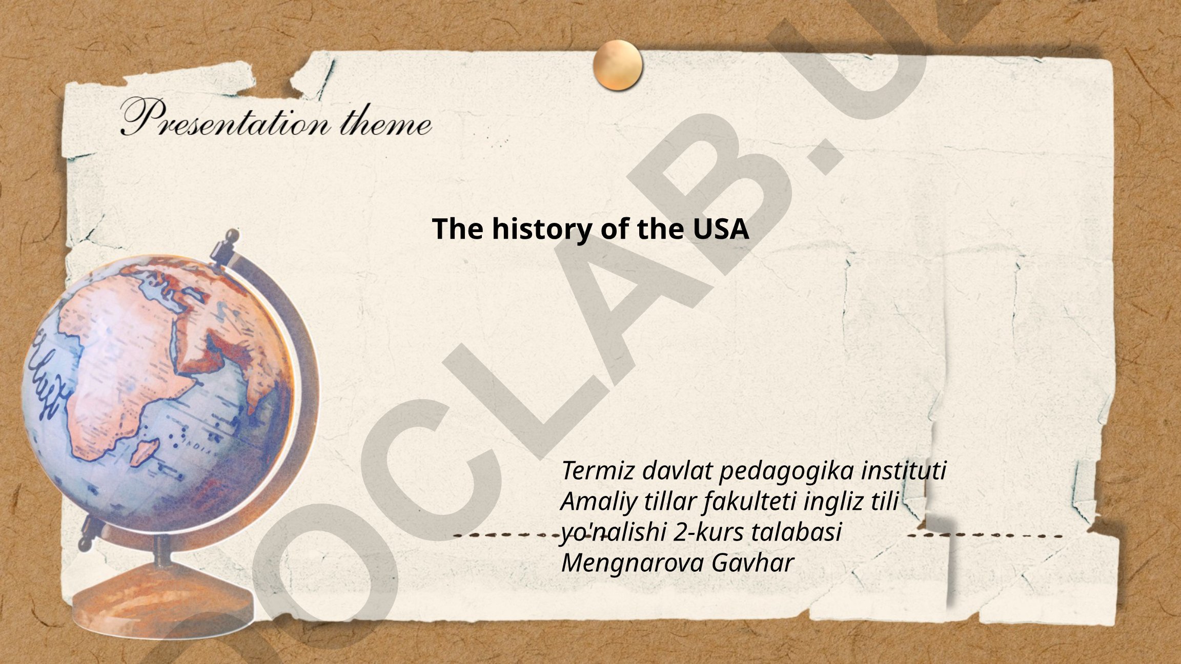 The history of the USA