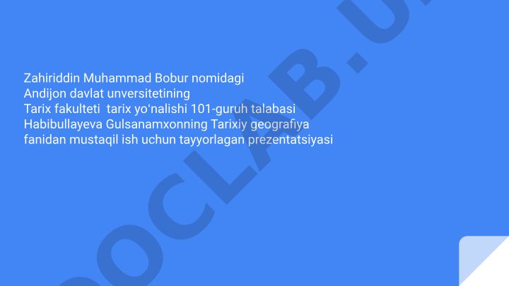 Oʻrta Osiyoning ibtidoiy davr tarixiy geografiyasi