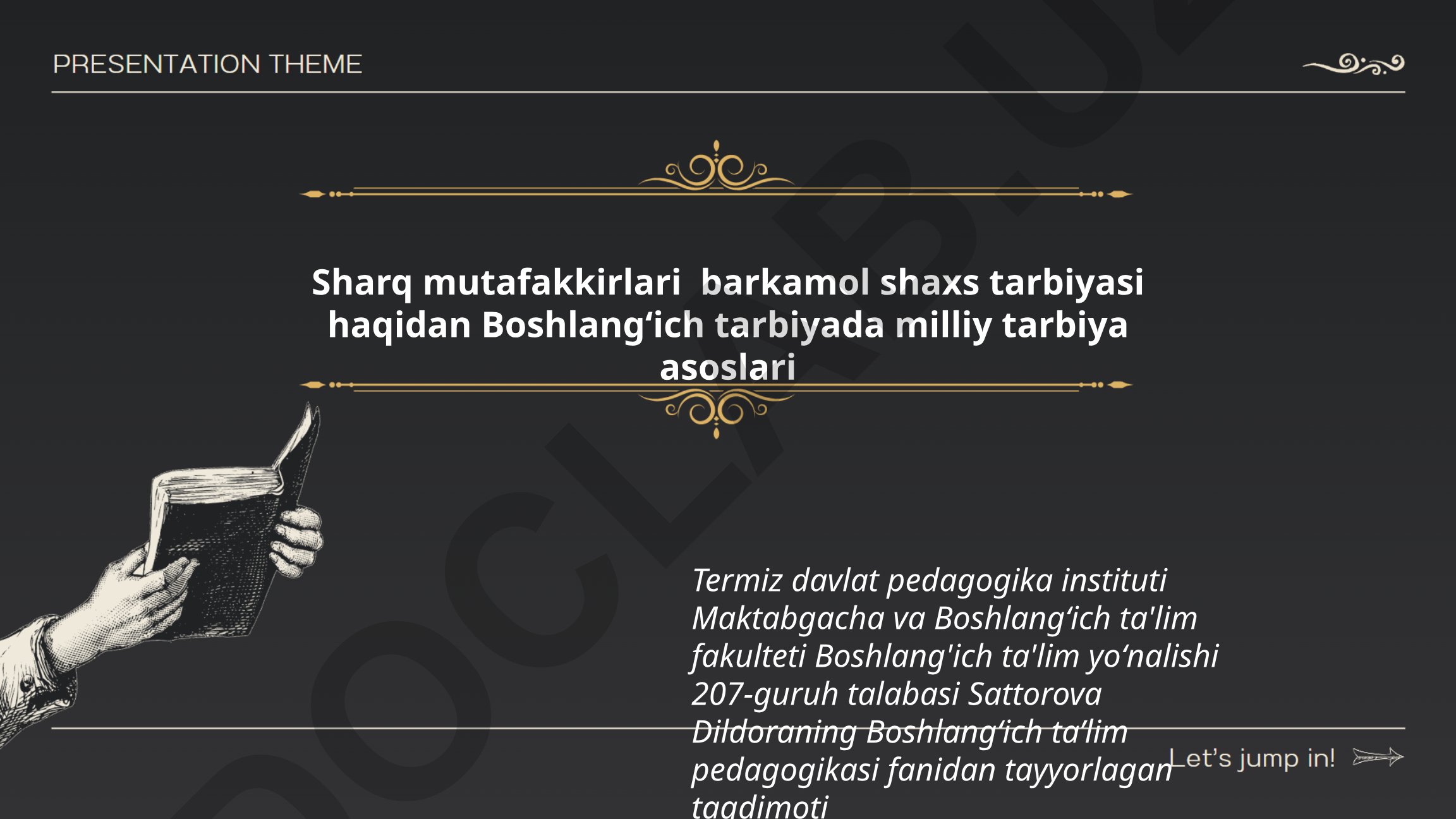 Sharq mutafakkirlarining barkamol shaxs tarbiyasi g'oyalari