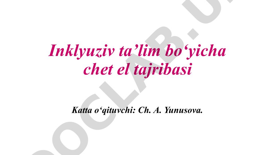 Inklyuziv ta’lim bo‘yicha chet el tajribasi