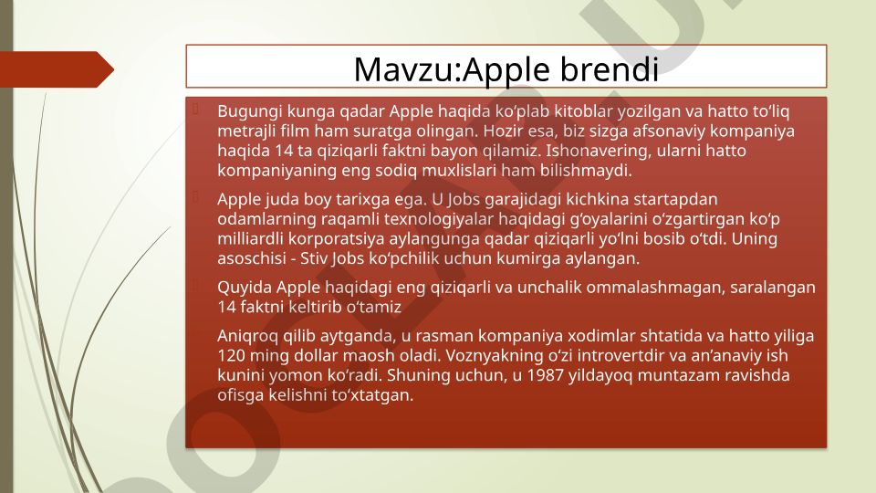 Apple brendi haqida 14 ta qiziqarli fakt