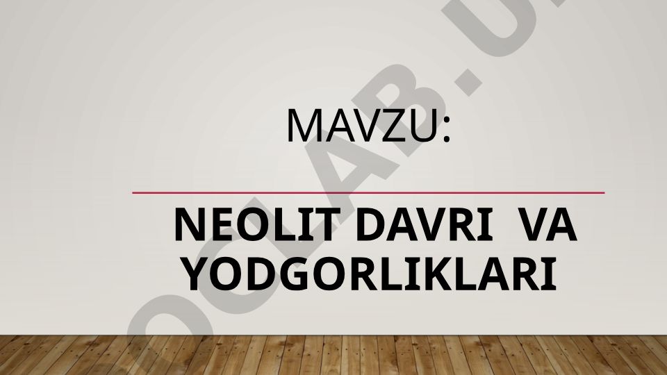 Neolit davri va yodgorliklari