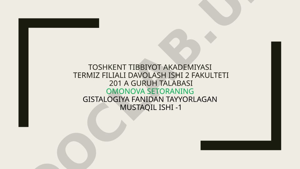 Nafas olish tizimi a'zolarining qiyosiy gistalogik tavsifi